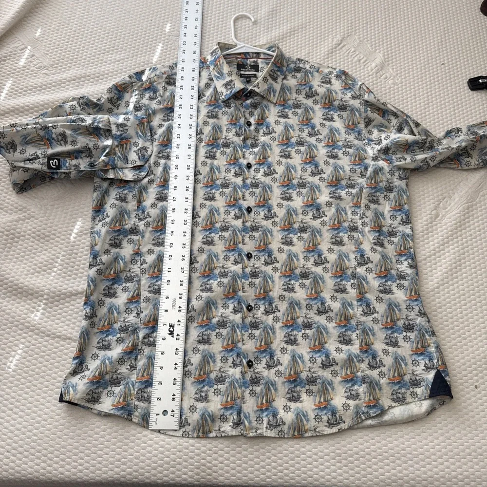 Benitanni Marco Vintage Boat Men's Italian Luxury Nautical Button Down Shirt 3xl